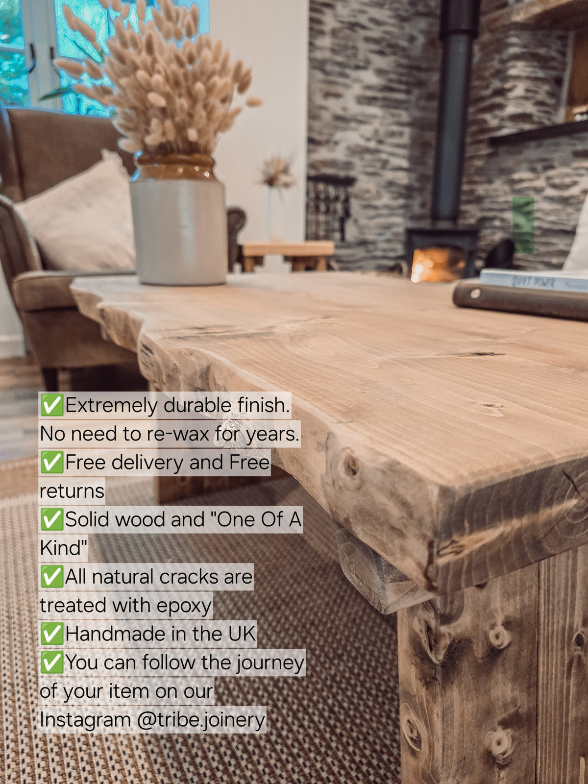 FENA Live / Waney Edge Coffee Table With Metal Trapezium Legs