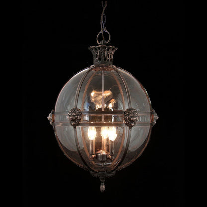 Victorian Globe Lantern, Antique,Lions'head, Reamy Glass