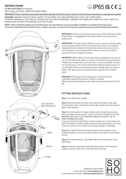 SOHO Lighting - Hopkin Polished Brass IP65 prismatic Glass Light