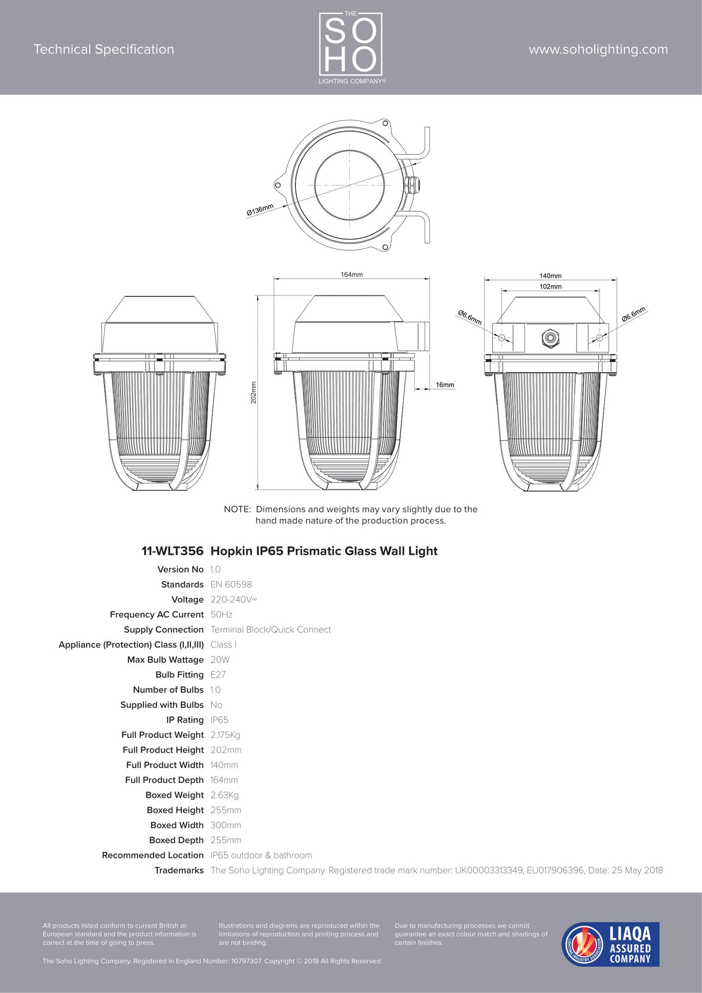 SOHO Lighting - Hopkin Nickel IP65 Prismatic Glass