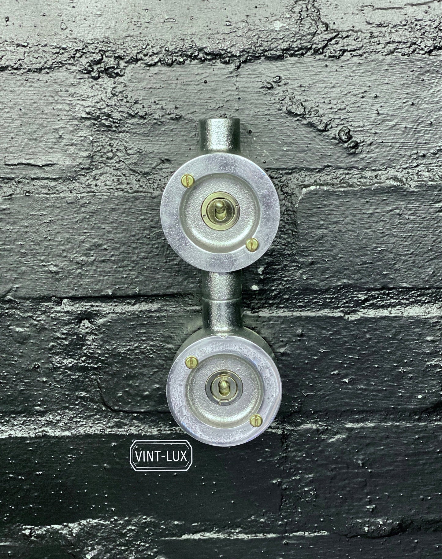 Double Gang Solid Cast Conduit Light Switch | 2 Way Industrial Vintage Style