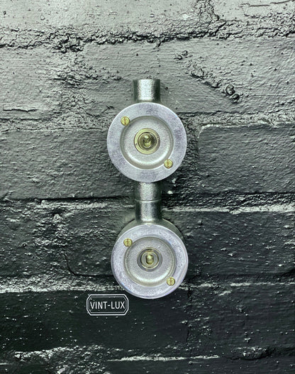 Double Gang Solid Cast Conduit Light Switch | 2 Way Industrial Vintage Style