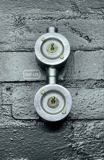 Double Gang Solid Cast Conduit Light Switch | 2 Way Industrial Vintage Style