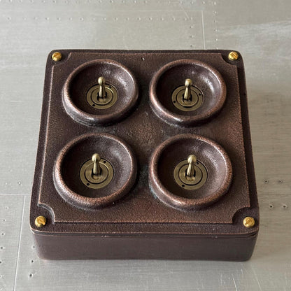 4 Gang 2 Way Antique Copper Metal Surface Mounting Conduit Light Switch
