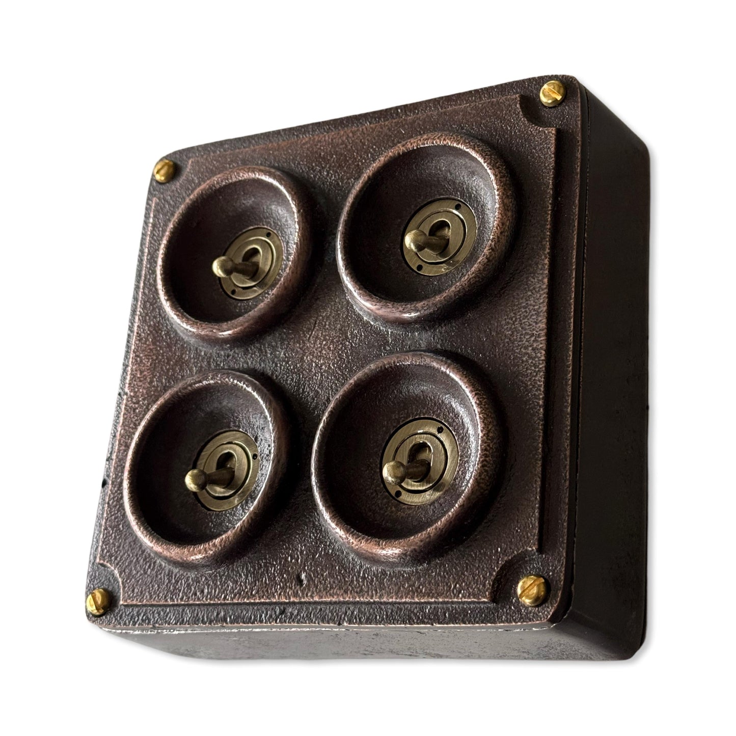 4 Gang 2 Way Antique Copper Metal Surface Mounting Conduit Light Switch