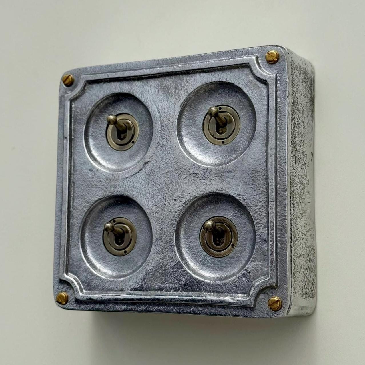 4 Gang 2 Way Solid Cast Metal Conduit Light Toggle Switch | Surface Mounted