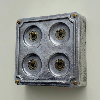 4 Gang 2 Way Solid Cast Metal Conduit Light Toggle Switch | Surface Mounted