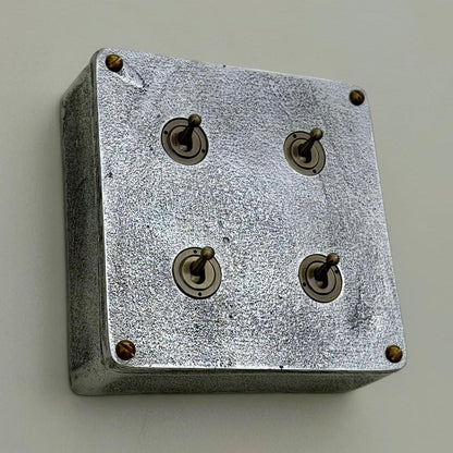 4 Gang 2 Way Solid Cast Metal Conduit Light Switch | Vintage Industrial Style