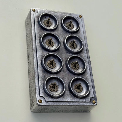 8 Gang 2 Way Toggle Light Switch | Cast Aluminium Surface Mounted