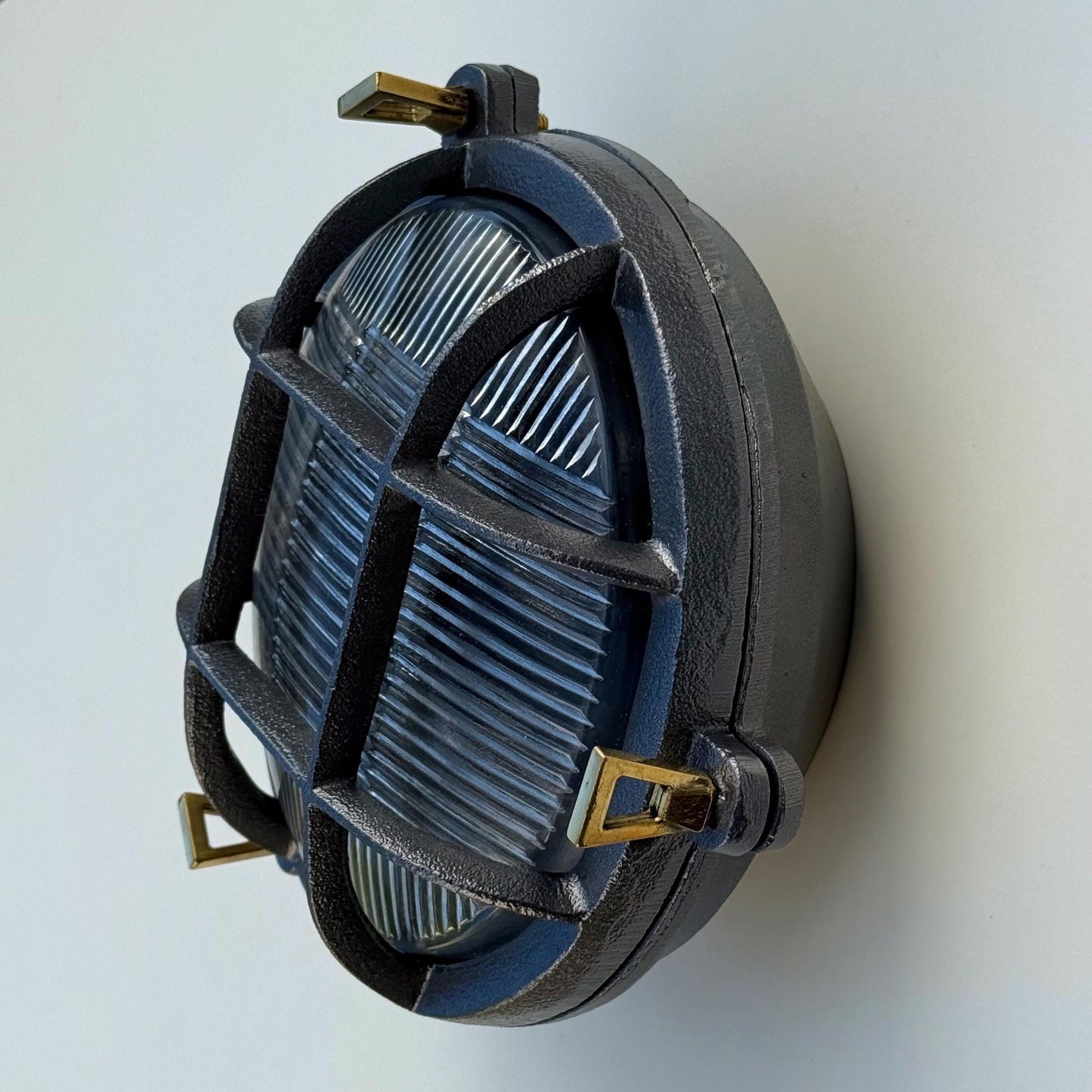 Wroxham Cast Pewter Caged Bulkhead Wall or Ceiling Light - IP65