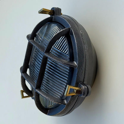 Wroxham Cast Pewter Caged Bulkhead Wall or Ceiling Light - IP65