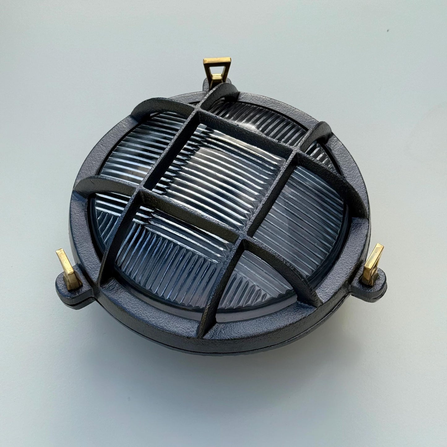 Wroxham Cast Pewter Caged Bulkhead Wall or Ceiling Light - IP65