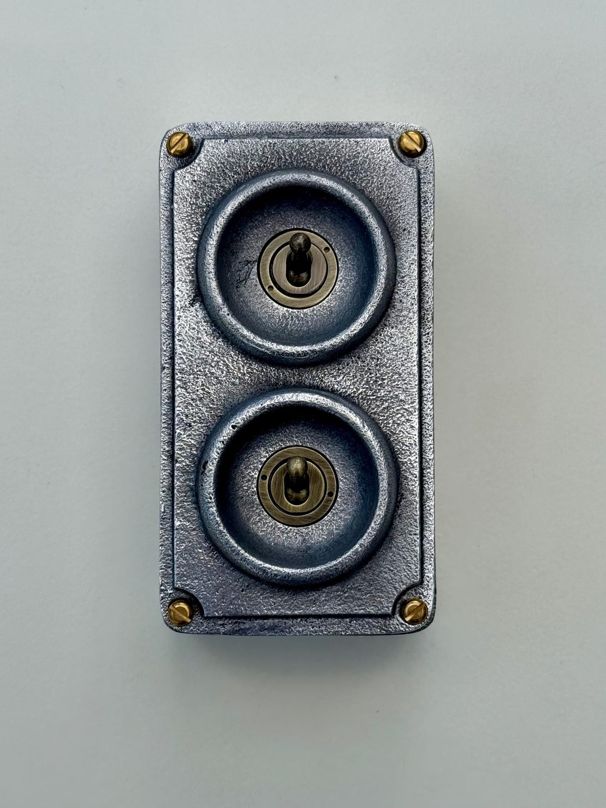 Double 2 Gang Cast Metal Light Switch | Industrial 2 Way Toggle Switch | Vintage Crabtree Style