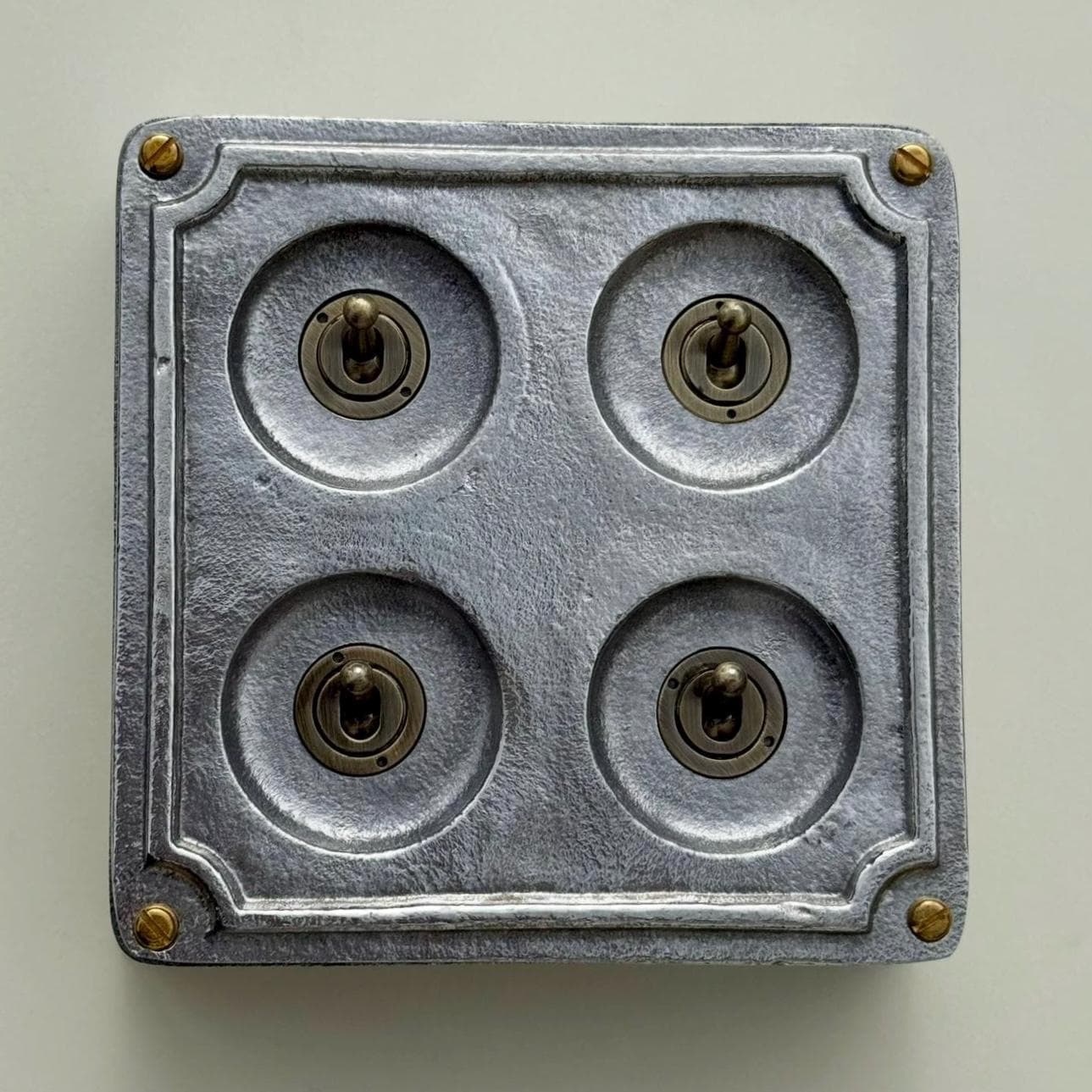 4 Gang 2 Way Solid Cast Metal Conduit Light Toggle Switch | Surface Mounted