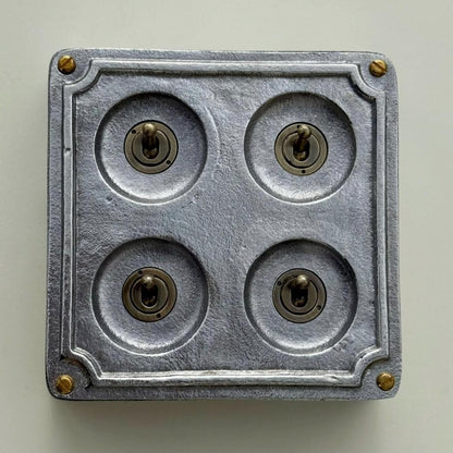4 Gang 2 Way Solid Cast Metal Conduit Light Toggle Switch | Surface Mounted