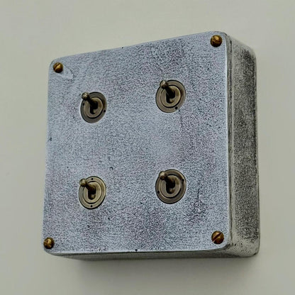 4 Gang 2 Way Solid Cast Metal Conduit Light Switch | Vintage Industrial Style