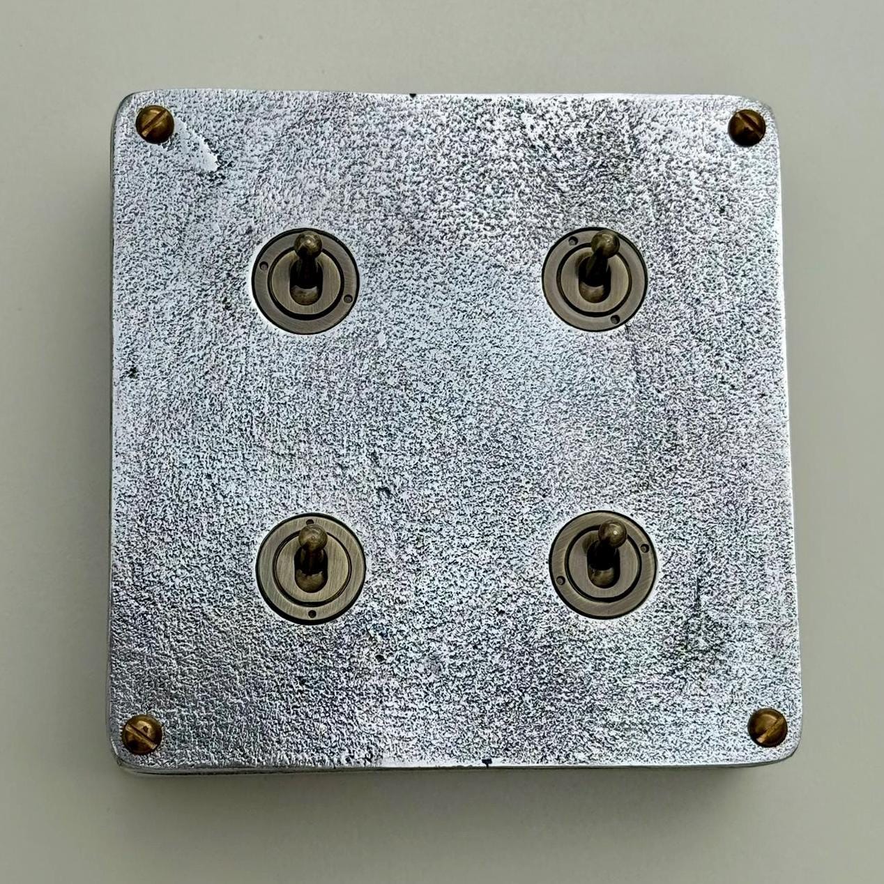 4 Gang 2 Way Solid Cast Metal Conduit Light Switch | Vintage Industrial Style