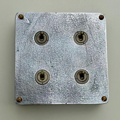 4 Gang 2 Way Solid Cast Metal Conduit Light Switch | Vintage Industrial Style
