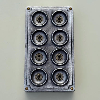 8 Gang 2 Way Toggle Light Switch | Cast Aluminium Surface Mounted