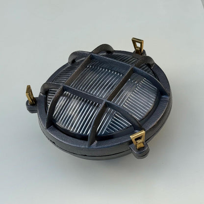 Wroxham Cast Pewter Caged Bulkhead Wall or Ceiling Light - IP65