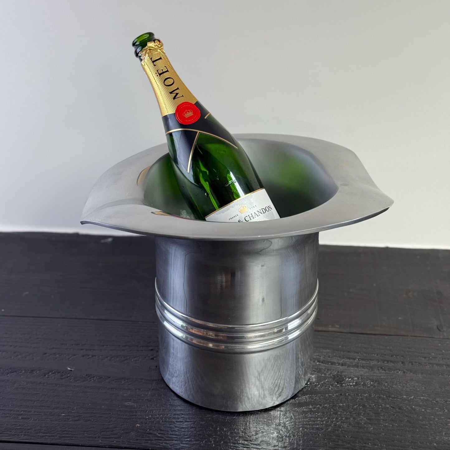 XL Top Hat Champagne Ice Bucket | Solid Cast Nickel Plated Wine Cooler