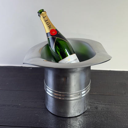 XL Top Hat Champagne Ice Bucket | Solid Cast Nickel Plated Wine Cooler