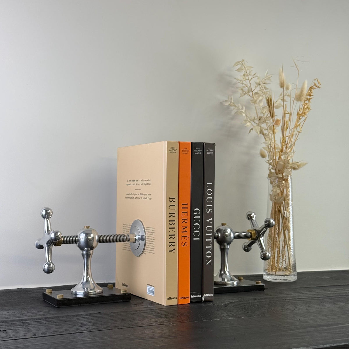 Windlass Bookend Nautical Book Holder Aluminium & Brass Organizer