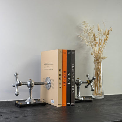 Windlass Bookend Nautical Book Holder Aluminium & Brass Organizer