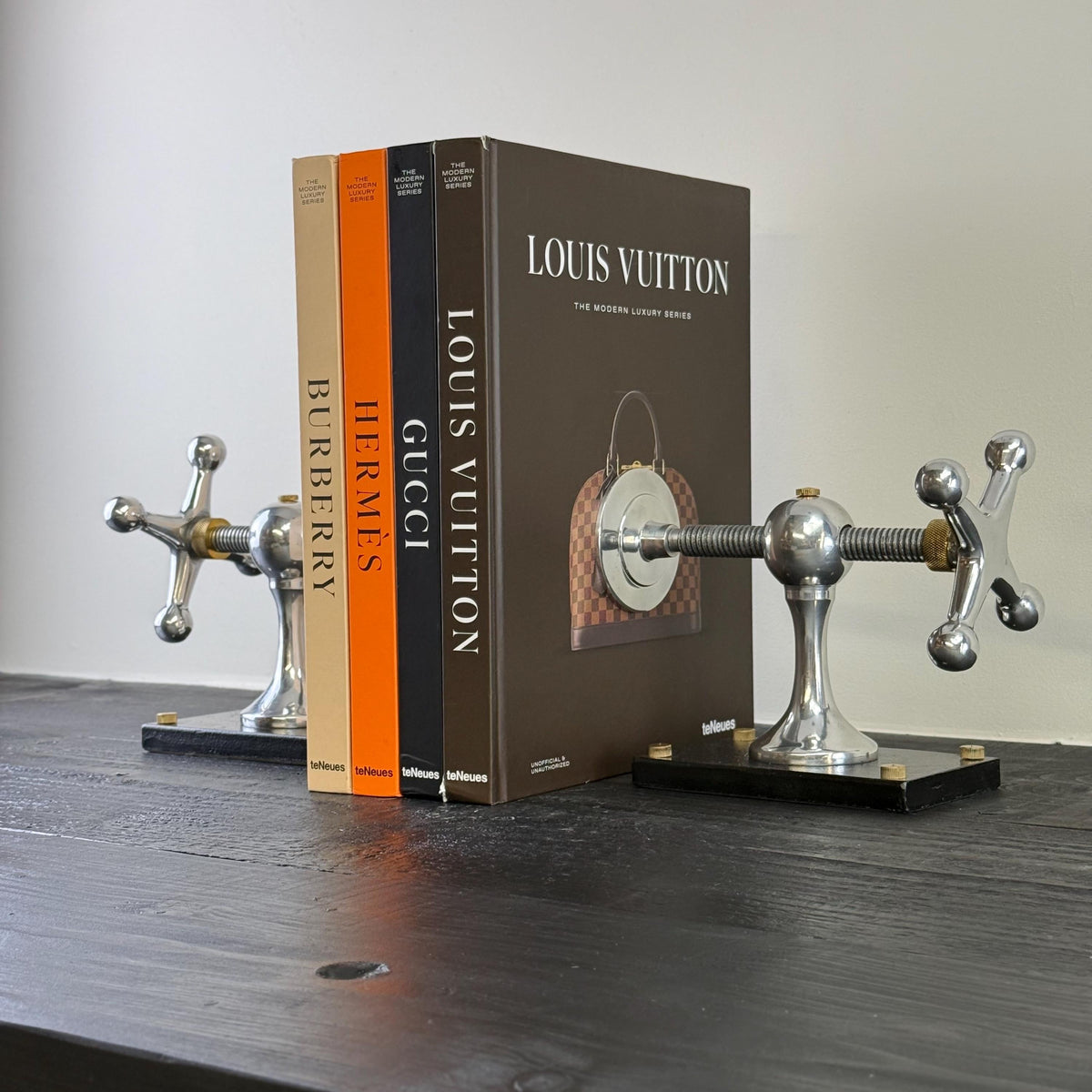 Windlass Bookend Nautical Book Holder Aluminium & Brass Organizer