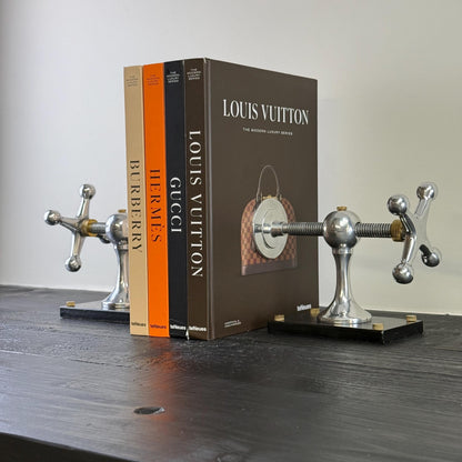 Windlass Bookend Nautical Book Holder Aluminium & Brass Organizer