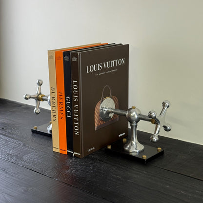Windlass Bookend Nautical Book Holder Aluminium & Brass Organizer