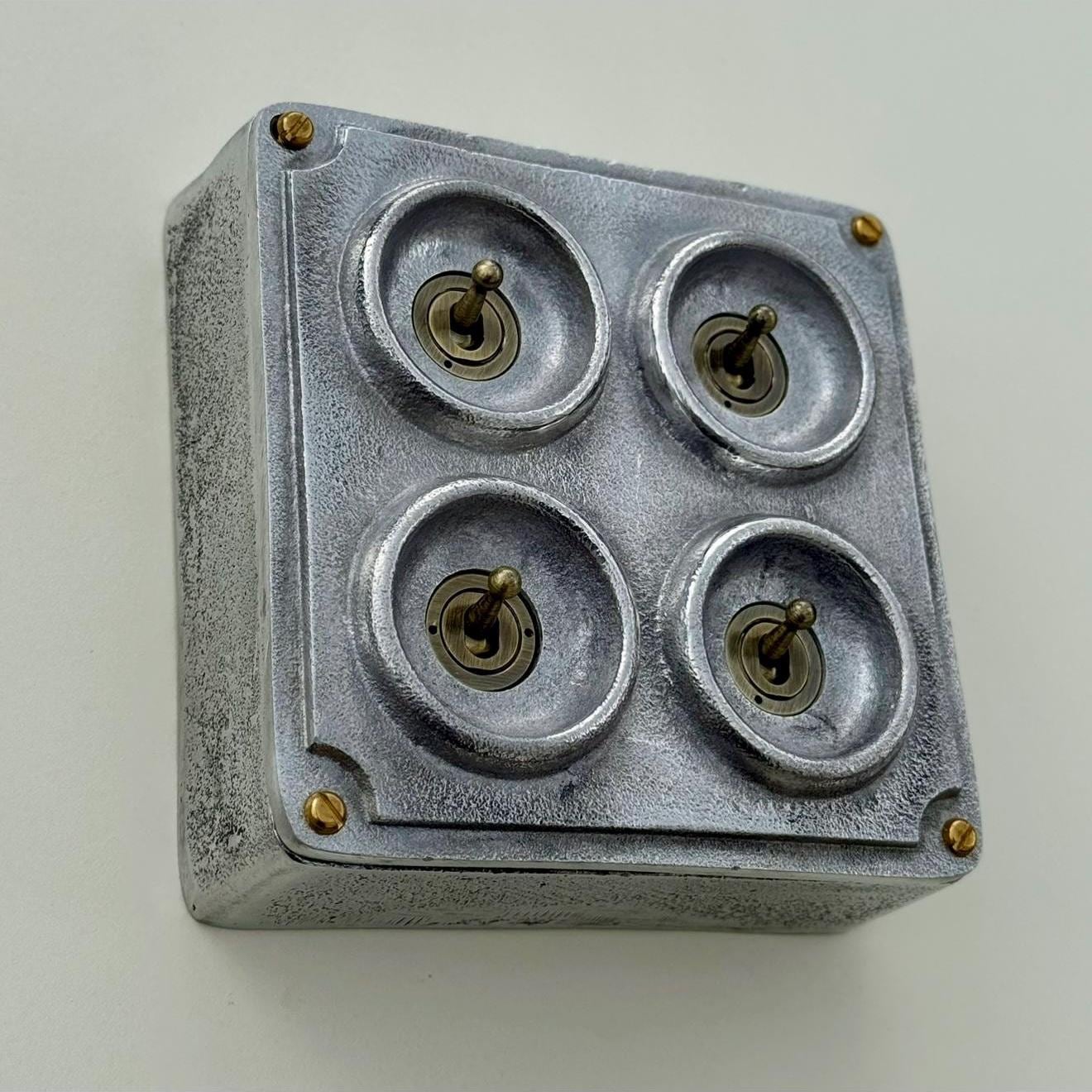 4 Gang 2 Way Solid Cast Metal Conduit Light Switch Industrial