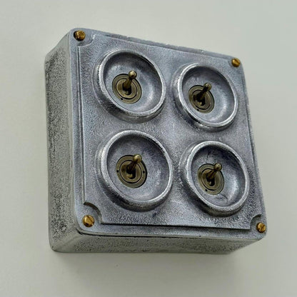 4 Gang 2 Way Solid Cast Metal Conduit Light Switch Industrial