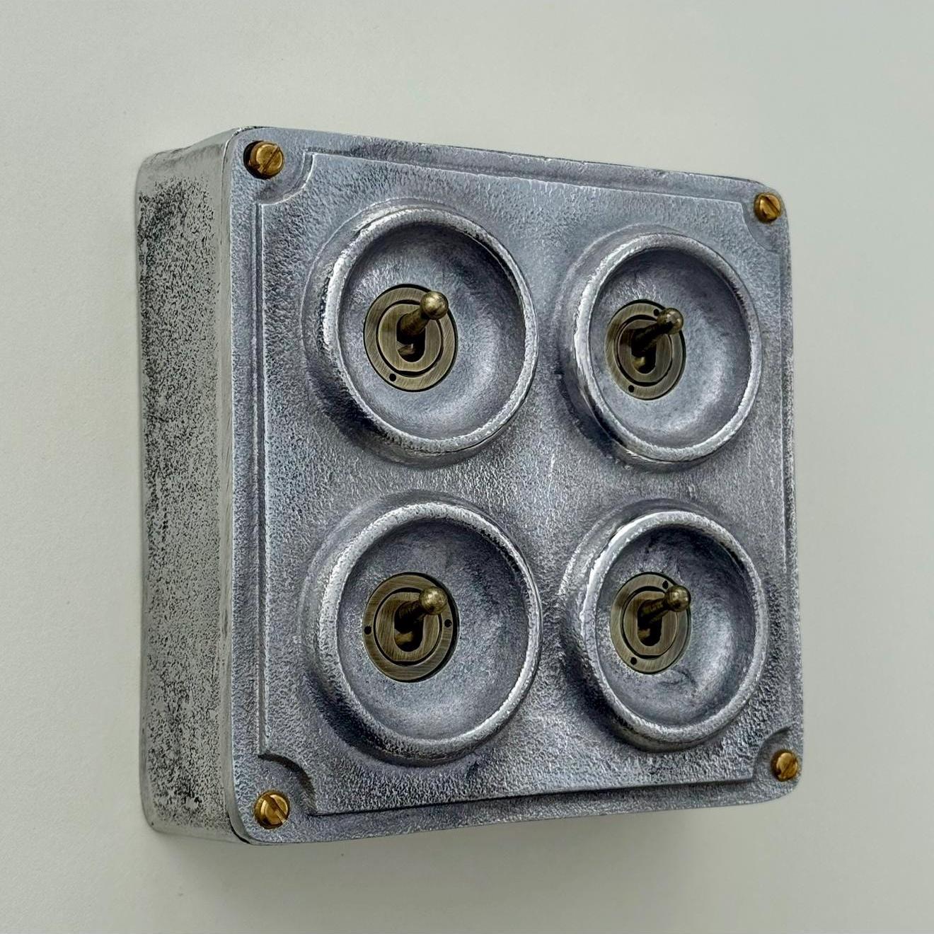 4 Gang 2 Way Solid Cast Metal Conduit Light Switch Industrial