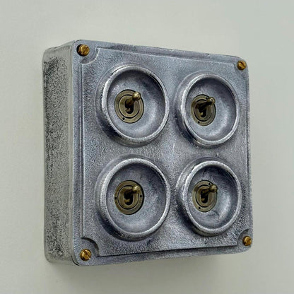 4 Gang 2 Way Solid Cast Metal Conduit Light Switch Industrial