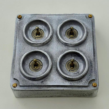 4 Gang 2 Way Solid Cast Metal Conduit Light Switch Industrial