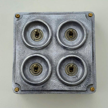 4 Gang 2 Way Solid Cast Metal Conduit Light Switch Industrial