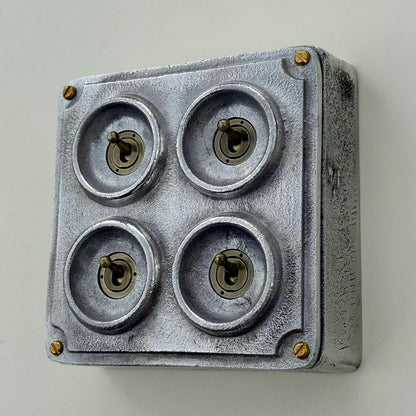 4 Gang 2 Way Solid Cast Metal Conduit Light Switch Industrial