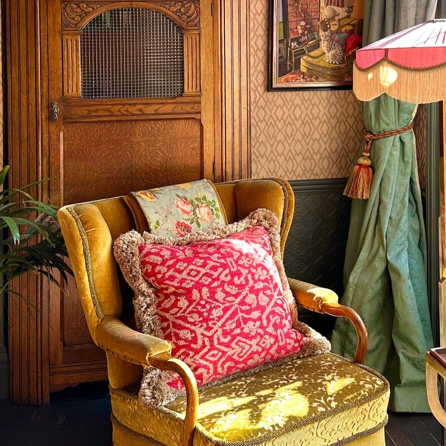 The Peggy Silk Fringed Lampshade - Pink