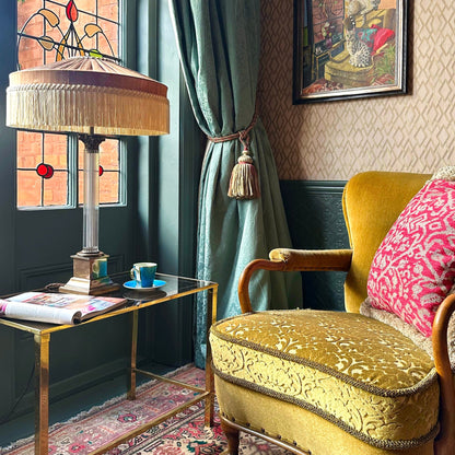 The Peggy Silk Fringed Lampshade - Brown
