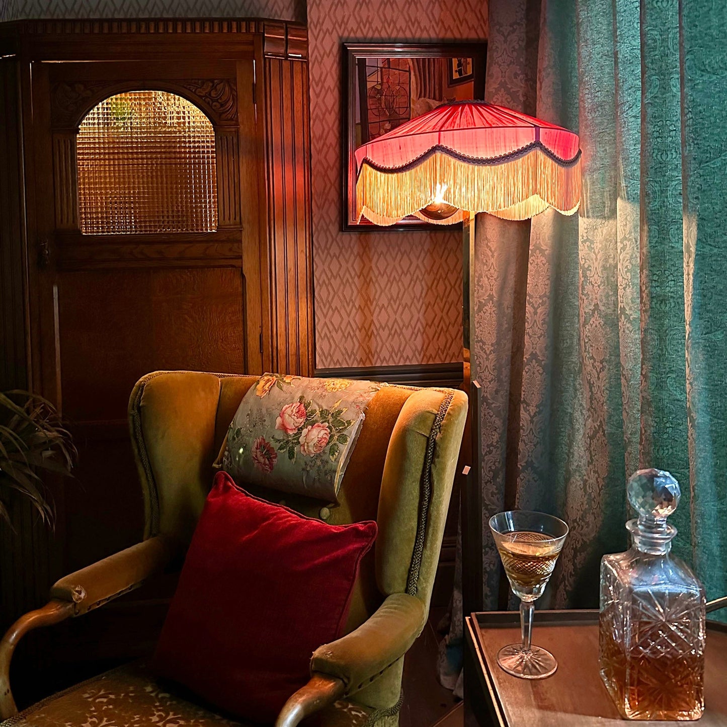 The Peggy Silk Fringed Lampshade - Pink