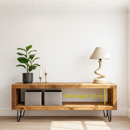 Solid Wood Chunky TV Unit With 8 inch Metal Legs