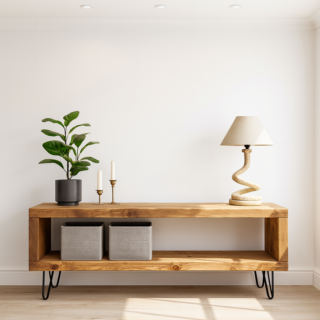 Solid Wood Chunky TV Unit With 8 inch Metal Legs