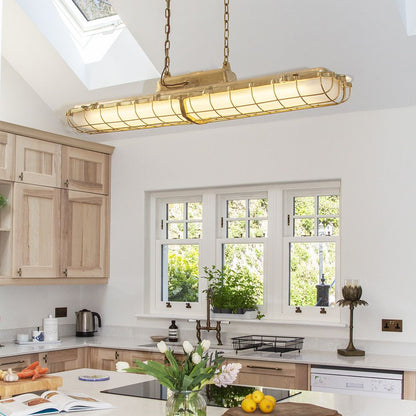 SOHO Lighting - Warwick Brass Industrial Strip Large Pendant