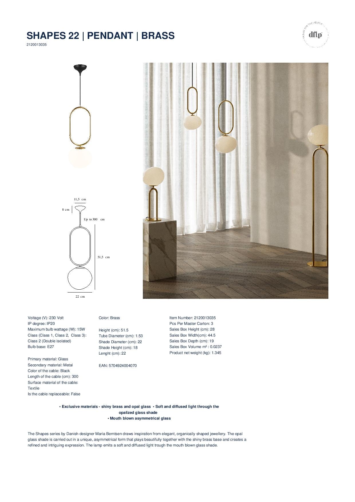 Nordlux DFTP SHAPES  22 - Brass Light Pendant 2120013035